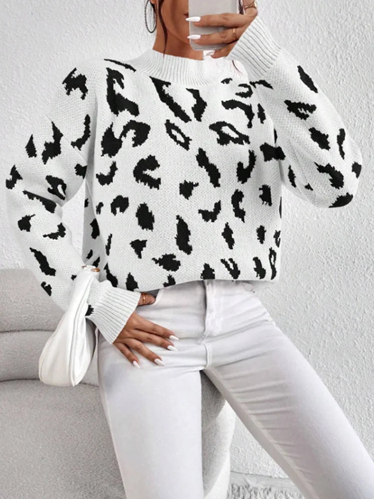 Ava | Sweter z okrągłym dekoltem w wzór panterki