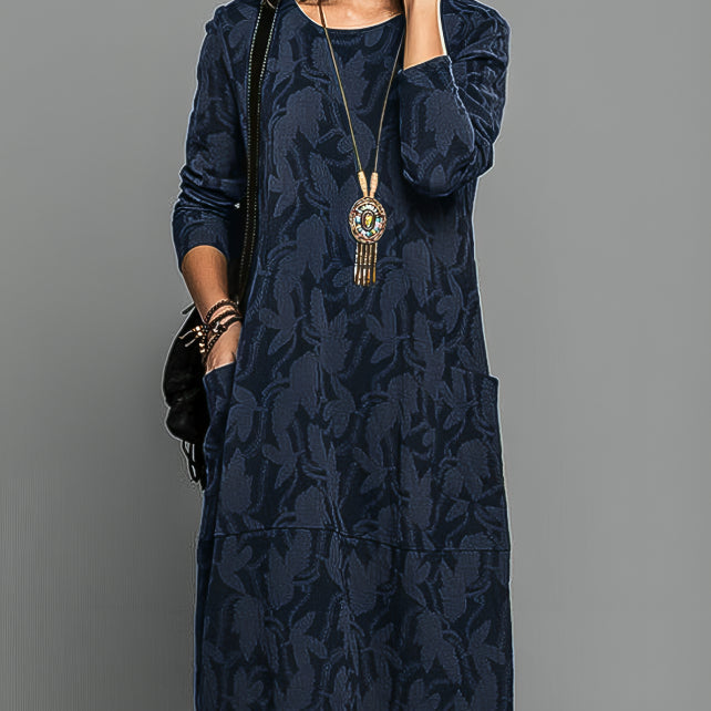 KASY | Casualowa zimowa sukienka z okrągłym dekoltem