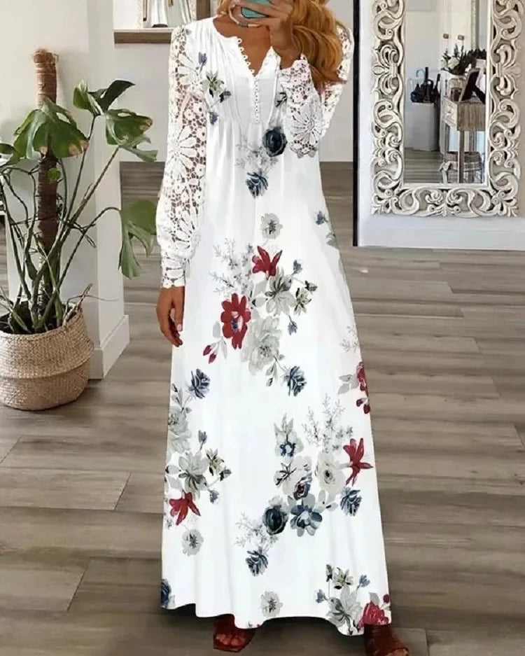 Isabella | Koronkowa Sukienka Maxi z Dekoltem V