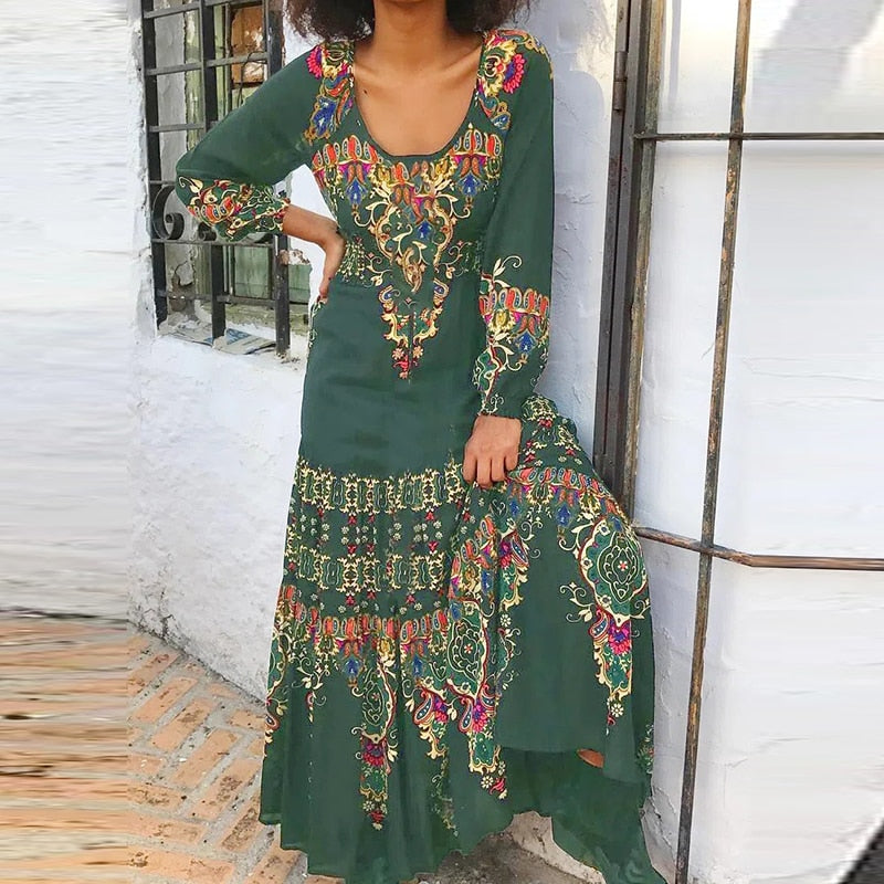 Adelina | Elegancka Sukienka Maxi w Stylu Retro