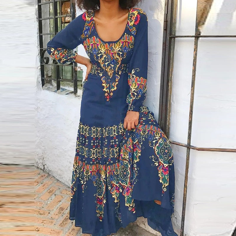 Adelina | Elegancka Sukienka Maxi w Stylu Retro