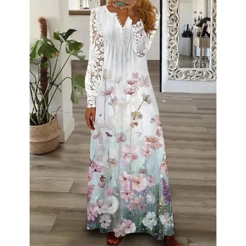 Isabella | Koronkowa Sukienka Maxi z Dekoltem V