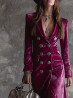 LINIA FAYLINE| Welurowa Sukienka Blazer Maxi