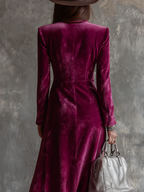 LINIA FAYLINE| Welurowa Sukienka Blazer Maxi