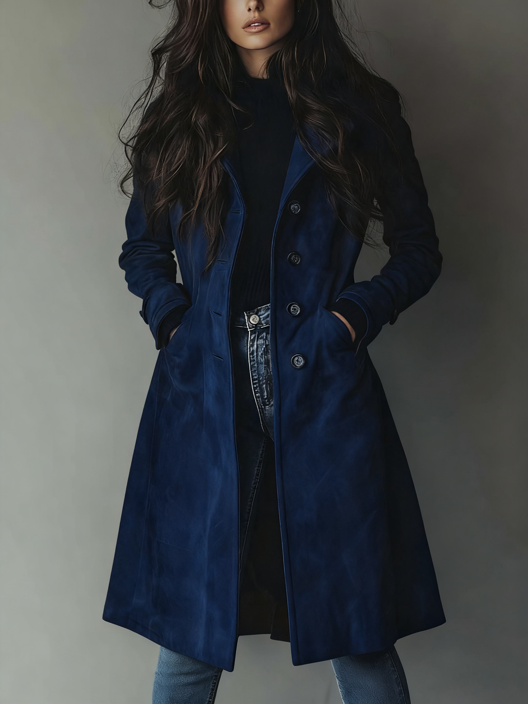 Teresa | Zamszowy płaszcz trench w stylu vintage