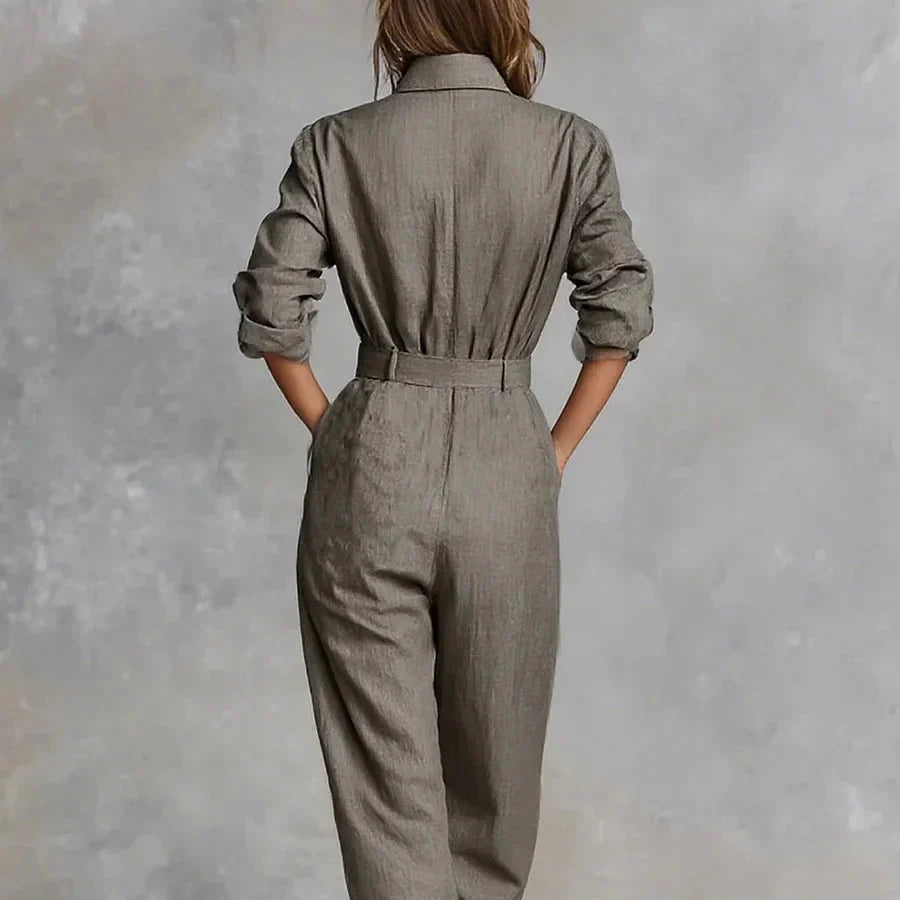 Magda | Bawełniano-lnianie kombinezon z długim rękawem