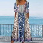 Zaria | Damska elegancka sukienka z nadrukiem w stylu boho